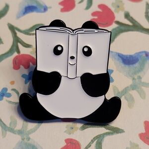 Bookish Bear Panda With Book Enamel Pin